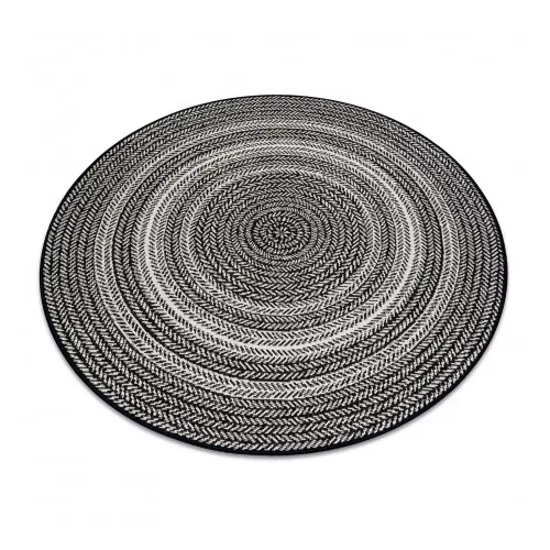 Kab. Fonott sizal Flat szőnyeg kör 48837690 Boho, fonat fekete kör 120 cm