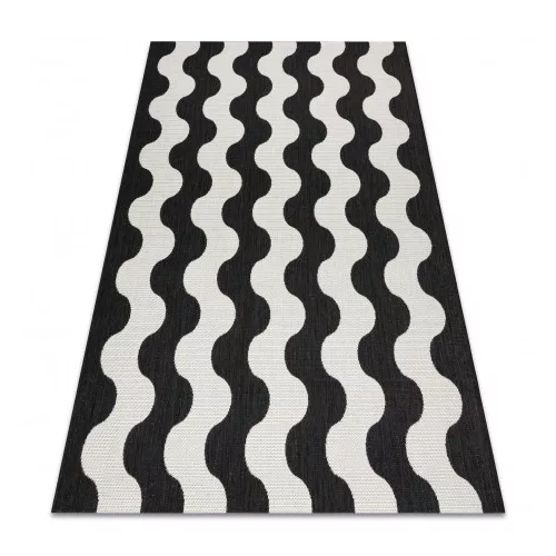 Kab. Fonott sizal flat szőnyeg 49377690 Hullám krém / fekete 80x150 cm