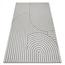   Kab. Fonott sizal flat szőnyeg 49376637 Körök csíkok szürke / krém 140x200 cm