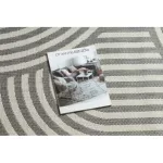Kab. Fonott sizal flat szőnyeg 49376637 Körök csíkok szürke / krém 140x200 cm