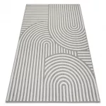 Kab. Fonott sizal flat szőnyeg 49376637 Körök csíkok szürke / krém 160x230 cm