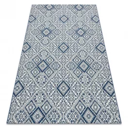   Kab. Fonott sizal color szőnyeg 19247/699 Négyzetek Rombusz Csempe Kék 140x200 cm