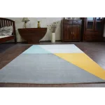 Kab. Scandi szőnyeg 18487/572 - TRAPÉZ szürke arany türkiz 80x150 cm