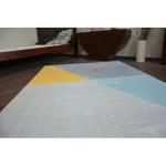 Kab. Scandi szőnyeg 18487/572 - TRAPÉZ szürke arany türkiz 80x150 cm