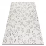 Kab. Fonott sizal flat szőnyeg 48774/367 Levelek Madarak krém szürke 200x290 cm