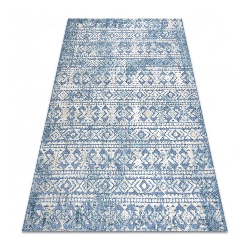 Szőnyeg SOLE D3732 Aztec gyémánt lapos szövött kék / bézs 80x150 cm