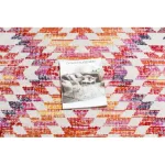 Kab. Modern szőnyeg MUNDO D7591 gyémánt 3D szabadtéri rózsaszín / bézs  80x250 cm