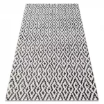 Kab. Modern szőnyeg MUNDO E0621 geometriai szabadtéri bézs / fekete 80x250 cm