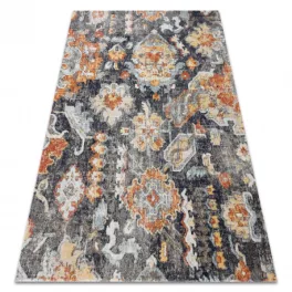   Kab. Modern szőnyeg MUNDO E0671 keleti vintage szabadtéri fekete / sárga 120x170 cm