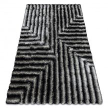   Modern FLIM 010-B3 shaggy szőnyeg, labirintus - черен / сив 80x150 cm