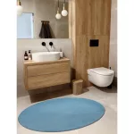 Kab. Modern, mosható szőnyeg POSH kör shaggy, plüss, vastag, csúszásgátló, kék kör 80 cm