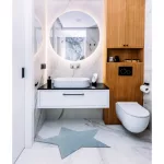Kab. Modern mosható szőnyeg SHAPE 3148 Csillag shaggy - kék plüss, csúszásgátló 80x80 cm