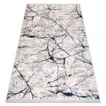   Modern REBEC szőnyeg rojt 51184A Márvány  - két szintű gyapjú krém / sötétkék 80x150 cm