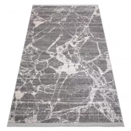   Kab. Modern REBEC szőnyeg rojt 51186B Márvány  - két szintű gyapjú krém / szürke 80x150 cm