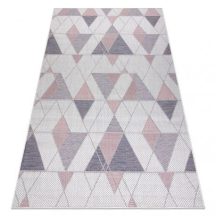   Fonott sizal szőnyeg SION Geometriai, háromszögek 3006 lapos szövött ecru / rózsaszín 120x170 cm