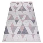 Kab. Fonott sizal szőnyeg SION Geometriai, háromszögek 3006 lapos szövött ecru / rózsaszín 140x190 cm