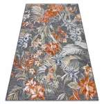 Kab. Szőnyeg BOTANIC 65262 Virágok, lapos szőtt - fekete 137x190 cm
