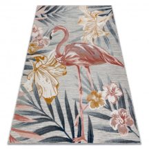   Szőnyeg BOTANIC 65263 Flamingó, virágok lapos szőtt - szürke 137x190 cm