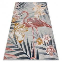 Szőnyeg BOTANIC 65263 Flamingó, virágok lapos szőtt - szürke 157x220 cm