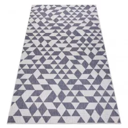   Kab. Fonott sizal szőnyeg SION Geometriai, háromszögek 22373 lapos szövött ecru / kék / rózsaszín 160x220 cm