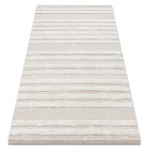   Fonott Sizal szőnyeg MOROC 22329 cikcakk, vonalak boho rojt - szerkezeti bézs / krém 78x150 cm