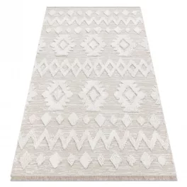   Kab. Fonott Sizal szőnyeg MOROC 22319 rombuszok boho rojt - szerkezeti bézs / krém 117x170 cm