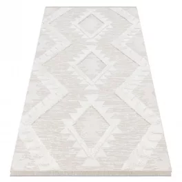   Kab. Fonott Sizal szőnyeg MOROC 22321 cikcakk boho rojt - szerkezeti bézs / krém 117x170 cm