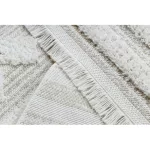 Kab. Fonott Sizal szőnyeg MOROC 22322 rombuszok, vonalak, boho rojt - szerkezeti bézs / krém 136x190 cm