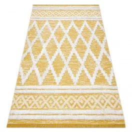   Kab. Fonott Sizal szőnyeg boho MOROC gyémánt 22297 rojt - két szintű gyapjú sárga / krém, újrahasznosított szőnyeg 117x170 cm