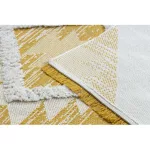 Kab. Fonott Sizal szőnyeg boho MOROC gyémánt 22312 rojt - két szintű gyapjú sárga / krém, újrahasznosított szőnyeg 117x170 cm
