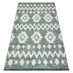 Kab. Fonott Sizal EKO szőnyeg boho MOROC Etno Cikcakk 22319 rojt - két szintű gyapjú zöld / krém, újrahasznosított szőnyeg 117x170 cm