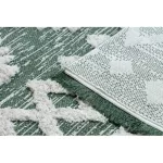 Kab. Fonott Sizal EKO szőnyeg boho MOROC Etno Cikcakk 22319 rojt - két szintű gyapjú zöld / krém, újrahasznosított szőnyeg 117x170 cm
