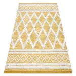 Kab. Fonott Sizal szőnyeg boho MOROC gyémánt 22297 rojt - két szintű gyapjú sárga / krém, újrahasznosított szőnyeg 136x190 cm