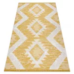 Kab. Fonott Sizal szőnyeg boho MOROC gyémánt 22312 rojt - két szintű gyapjú sárga / krém, újrahasznosított szőnyeg 136x190 cm