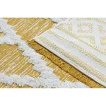 Kab. Fonott Sizal szőnyeg boho MOROC gyémánt 22297 rojt - két szintű gyapjú sárga / krém, újrahasznosított szőnyeg 155x220 cm