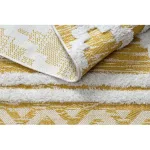Kab. Fonott Sizal szőnyeg boho MOROC gyémánt 22297 rojt - két szintű gyapjú sárga / krém, újrahasznosított szőnyeg 155x220 cm