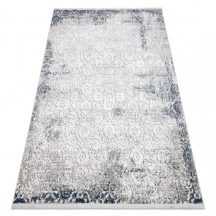   Modern REBEC szőnyeg rojt 51172A - két szintű gyapjú krém / sötétkék 280x370 cm