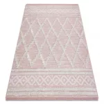 Kab. Fonott Sizal szőnyeg boho MOROC gyémánt 22297 rojt - két szintű gyapjú rózsaszín / krém, újrahasznosított szőnyeg 117x170 cm