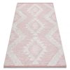 Fonott Sizal szőnyeg boho MOROC gyémánt 22312 rojt - két szintű gyapjú rózsaszín / krém, újrahasznosított szőnyeg 117x170 cm