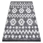 Kab. Fonott Sizal EKO szőnyeg boho MOROC Etno Cikcakk 22319 rojt - két szintű gyapjú szürke / krém, újrahasznosított szőnyeg 117x170 cm