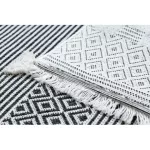 Kab. Fonott Sizal szőnyeg boho MOROC Geometriai 22321 rojt - két szintű gyapjú krém / сив, újrahasznosított szőnyeg 117x170 cm