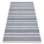 Kab. Fonott Sizal szőnyeg boho MOROC Vonalak 22328 rojt - két szintű gyapjú krém / sötétkék, újrahasznosított szőnyeg 117x170 cm
