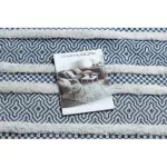 Kab. Fonott Sizal szőnyeg boho MOROC Vonalak 22328 rojt - két szintű gyapjú krém / sötétkék, újrahasznosított szőnyeg 117x170 cm