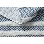 Kab. Fonott Sizal szőnyeg boho MOROC Vonalak 22328 rojt - két szintű gyapjú krém / sötétkék, újrahasznosított szőnyeg 117x170 cm