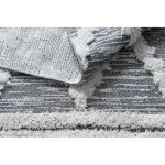 Kab. Fonott Sizal szőnyeg boho MOROC gyémánt 22297 rojt - két szintű gyapjú szürke / krém, újrahasznosított szőnyeg 155x220 cm