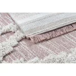 Kab. Fonott Sizal szőnyeg boho MOROC gyémánt 22297 rojt - két szintű gyapjú rózsaszín / krém, újrahasznosított szőnyeg 155x220 cm