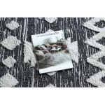 Kab. Fonott Sizal EKO szőnyeg boho MOROC Etno Cikcakk 22319 rojt - két szintű gyapjú szürke / krém, újrahasznosított szőnyeg 155x220 cm