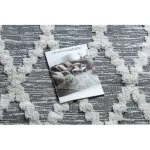 Kab. Fonott Sizal szőnyeg boho MOROC gyémánt 22297 rojt - két szintű gyapjú szürke / krém, újrahasznosított szőnyeg 78x150 cm