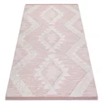 Kab. Fonott Sizal szőnyeg boho MOROC gyémánt 22312 rojt - két szintű gyapjú rózsaszín / krém, újrahasznosított szőnyeg 78x150 cm