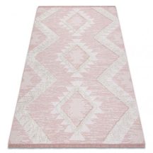   Fonott Sizal szőnyeg boho MOROC gyémánt 22312 rojt - két szintű gyapjú rózsaszín / krém, újrahasznosított szőnyeg 78x150 cm